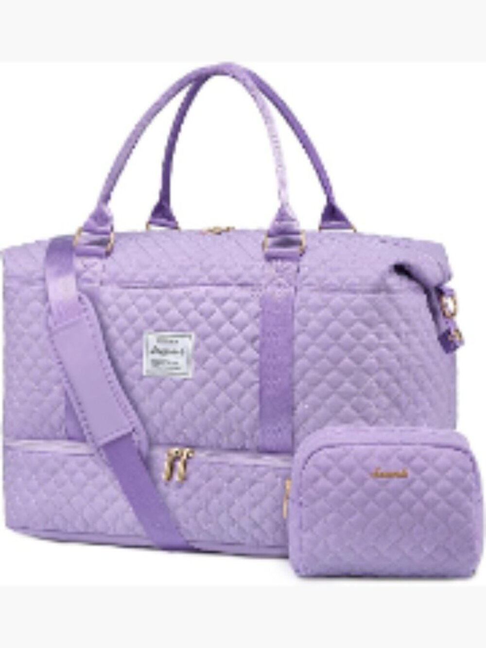 Nylon Travel Duffle Bag with Shoe Compartment and Toiletry Bag for Women